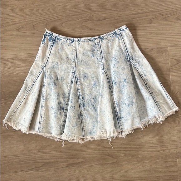 Free People Vintage Acid Wash Flare Denim Blue Skirt 0058 - Picture 6 of 6